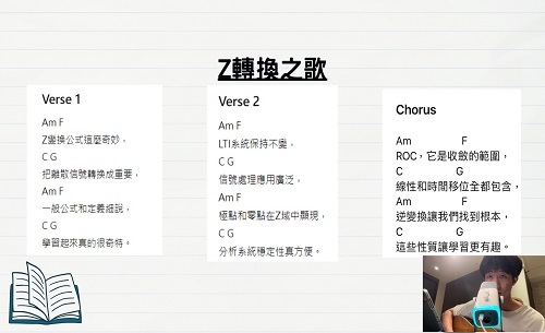 北科大電機系學生展現創意，運用AI生成一首「Z轉換之歌」。