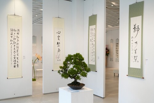 孫端吉教授墨寶，左至右依序為王維〈送元二使安西〉、心定慧易生、杜牧〈寄揚州韓綽判官〉、靜可生慧